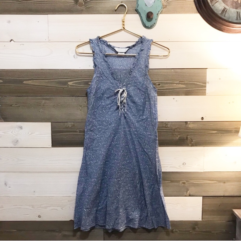 Crabtree & Evelyn ⚜️ Blue Floral Tank Nightgown